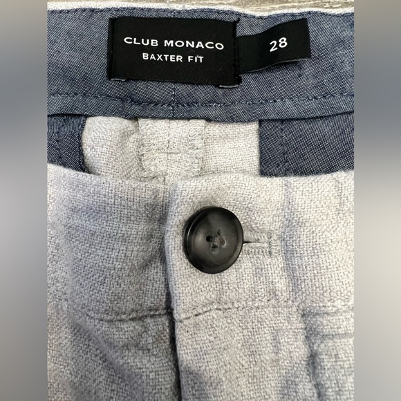 Club Monaco Baxter Slim-Fit Stretch Linen & Cotton-Blend Chambray Shorts - Gray - Picture 7 of 9